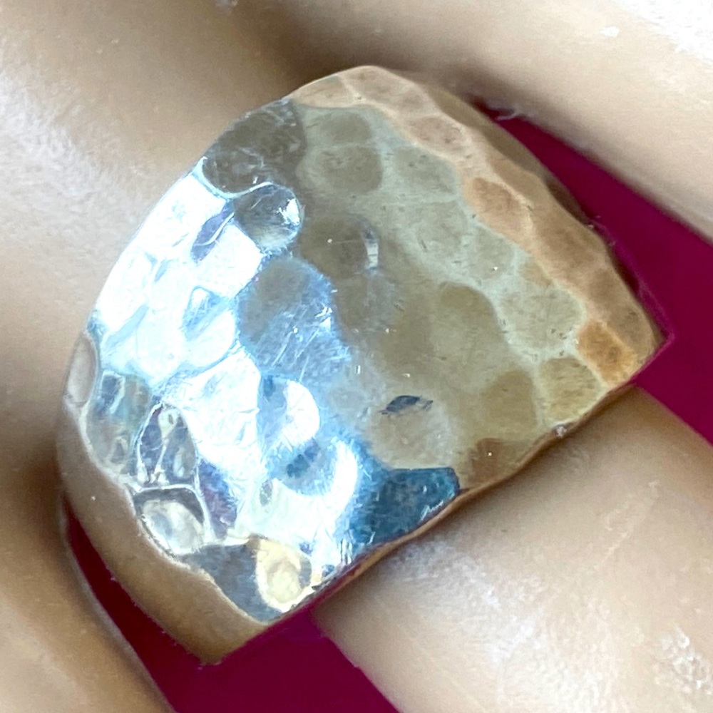 Hammered Look Solid Sterling Silver Ring Size 10 … - image 2